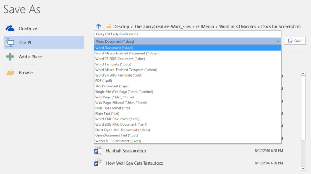 Ms Word Document File Format